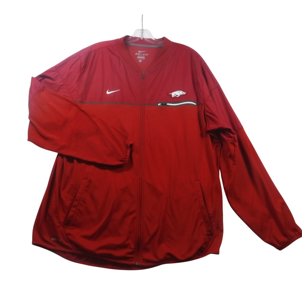 Nike Arkansas Razorbacks Dri-FIT Full Zip Jacket Mens XL Red Collegiate Football